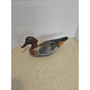 Vernon Bryant Hand Carved And Painted Teal Drake 13" Long Signed